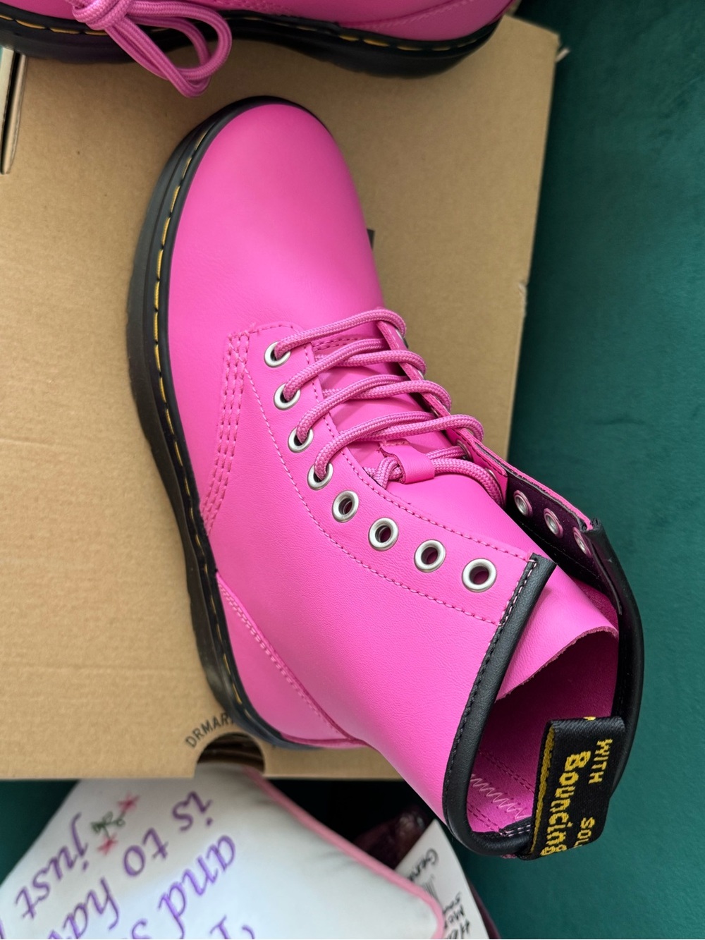 Dr. Martens Hot Pink Lace-Up Platform Boots - Picture 2 of 4